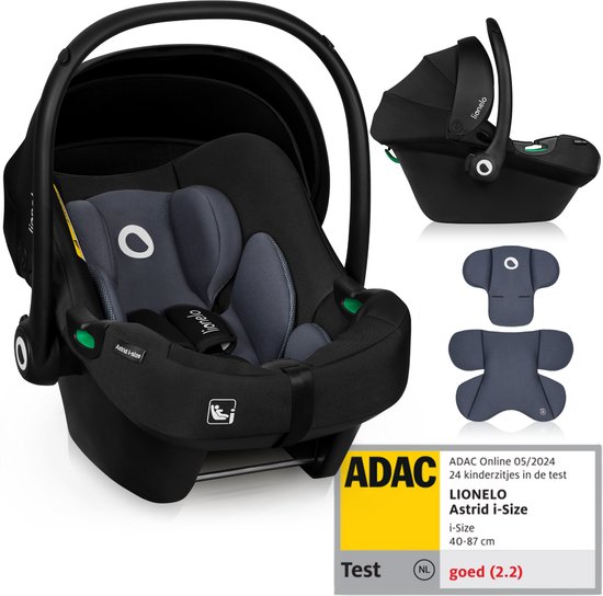 Lionelo Astrid i-Size Autostoel – ADAC 5-sterren – 40-87 cm – RWF – Memory Foam – Verstelbare hoofdsteun (7 cm) – Holmbergs gordels – Compatibel met ISOFIX-base & kinderwagen – i-Size norm – Licht & veilig