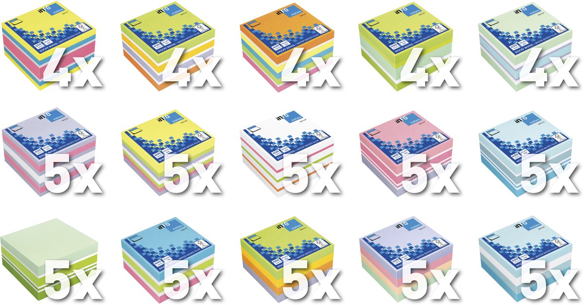 Info notes notitieblaadjes - assorti 70 stuks - actiebox groot - IN-ACTIEBOX2