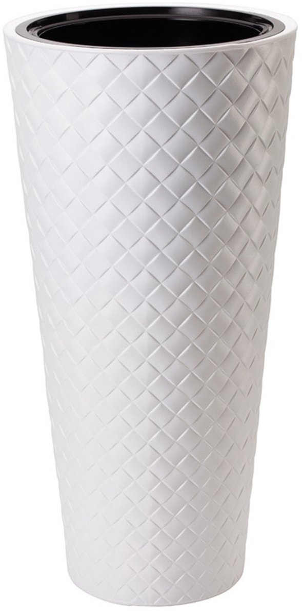 Form Plastic Plantenpot/bloempot Makata - kunststof - wit - D40 x H80 cm - met binnenpot