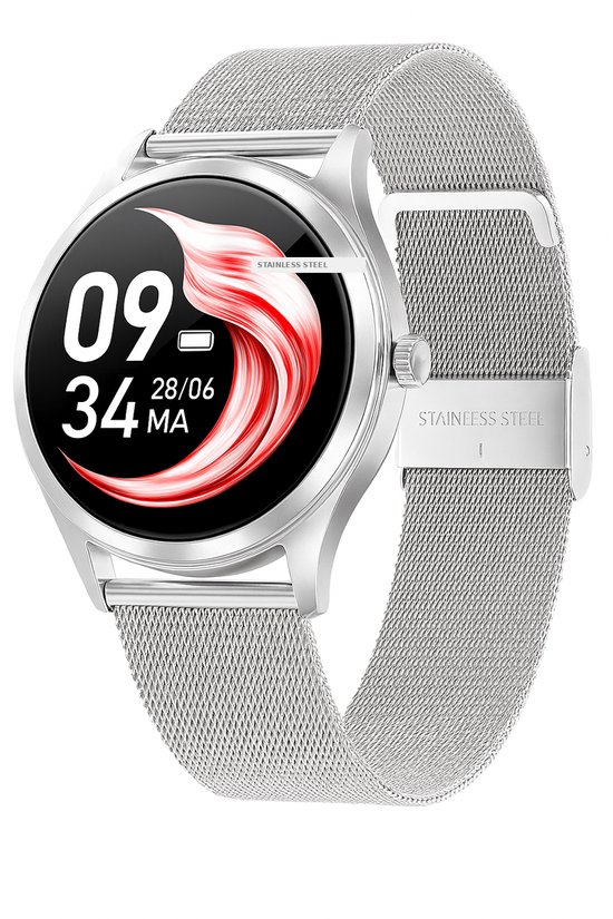 Actyve Smartwatch Dames Zilver - Geschikt voor elke laptop en smartphone - Stappenteller - Slaapmonitor - Saturatiemeter - Full Touchscreen