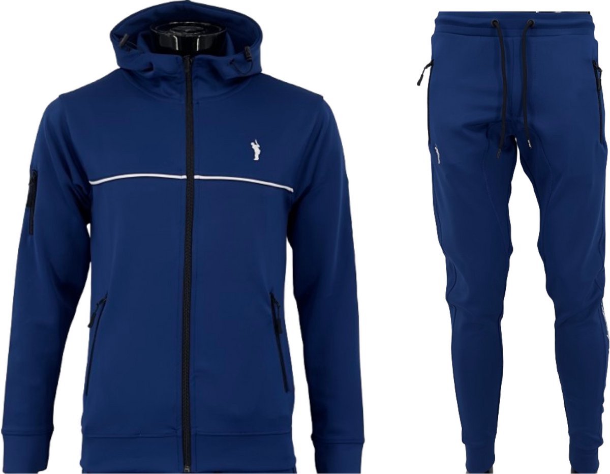 Hitman - Trainingspak Heren - Joggingpak Heren - Sportkleding Heren - Cadeau voor Man - Royaal Blauw - Maat L