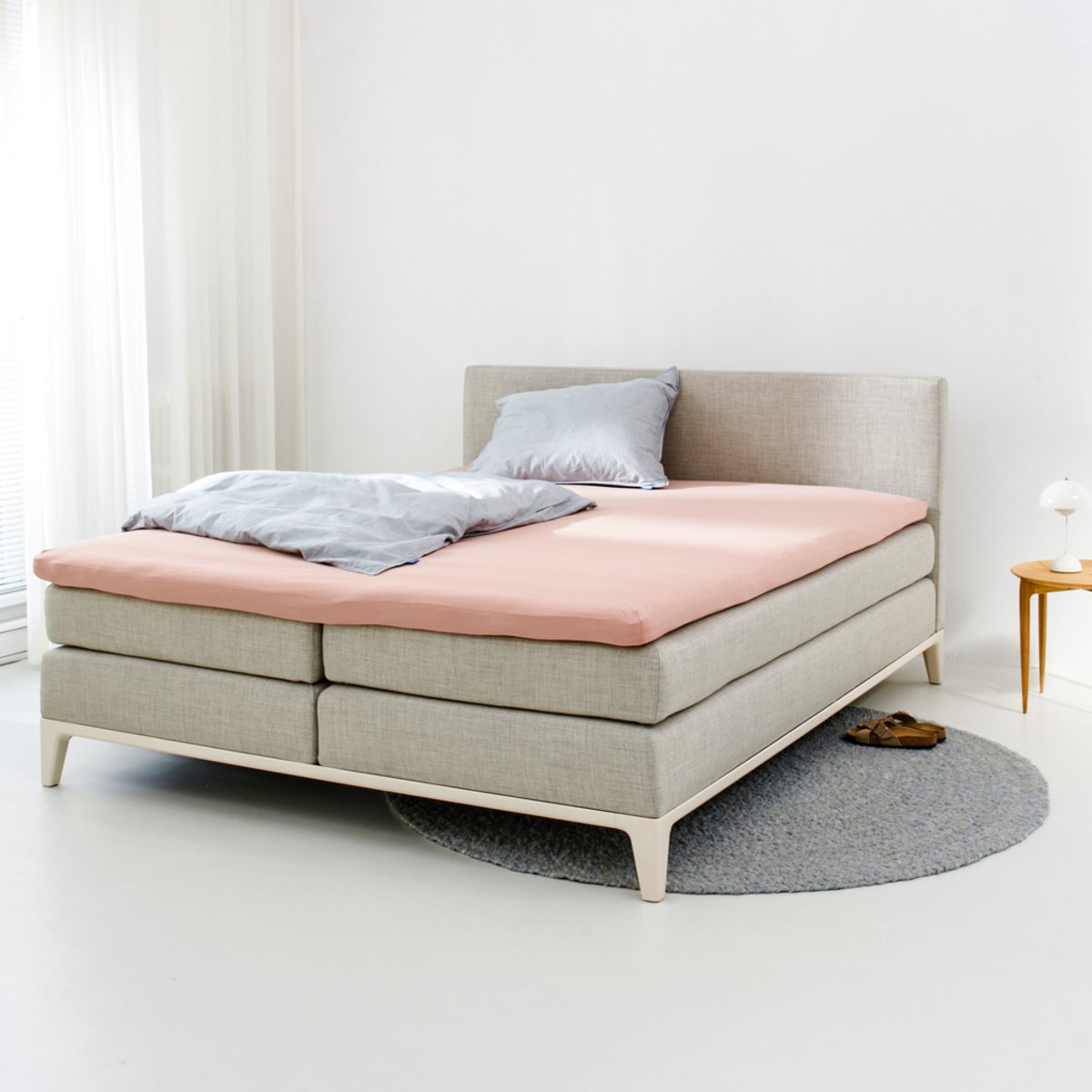 Auping Jersey 235 hoeslaken voor topper - 120 x 200/210/220 cm - Blush - Biologisch katoen