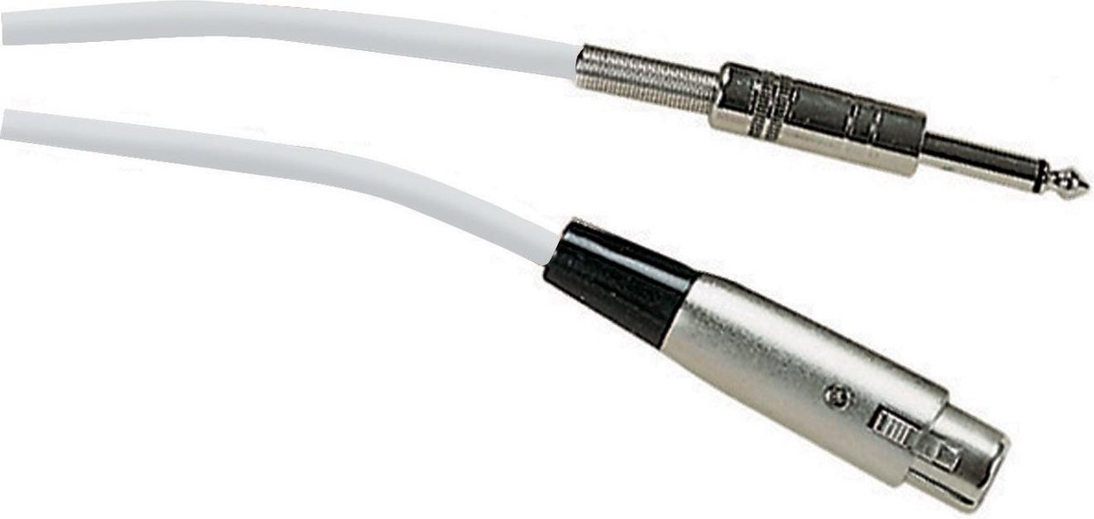 XLR (v) - 6,35mm Jack mono (m) audiokabel / wit - 6 meter