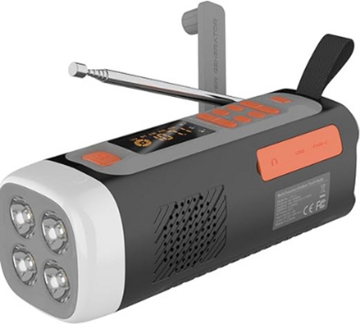 Noodradio - Solar Opwindbaar - Solar powerbank - 4500mAh - Zonneenergie - Survival Noodpakket - Zaklamp Oplaadbaar - AM/FM - Noodrantsoen - Zwart