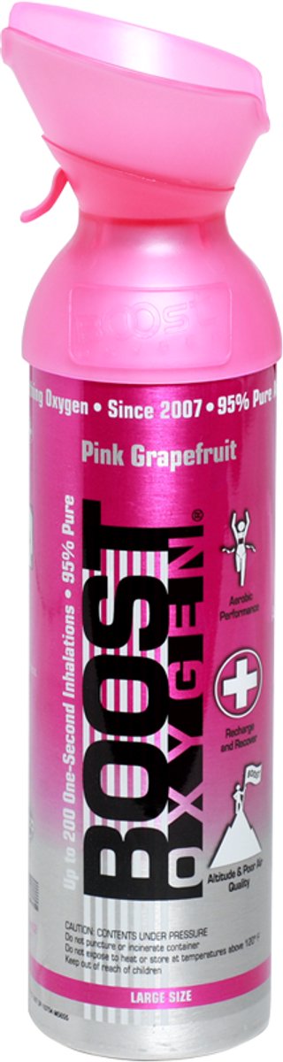 Boost Oxygen - Large 9L - Pink Grapefruit - 95% Pure Zuurstof - Tot wel 200 inhalaties van 1 sec - Ademhalingsondersteuning voor aerobisch herstel, hoogte, prestaties en gezondheid - Zuurstoffles - 1x 9L