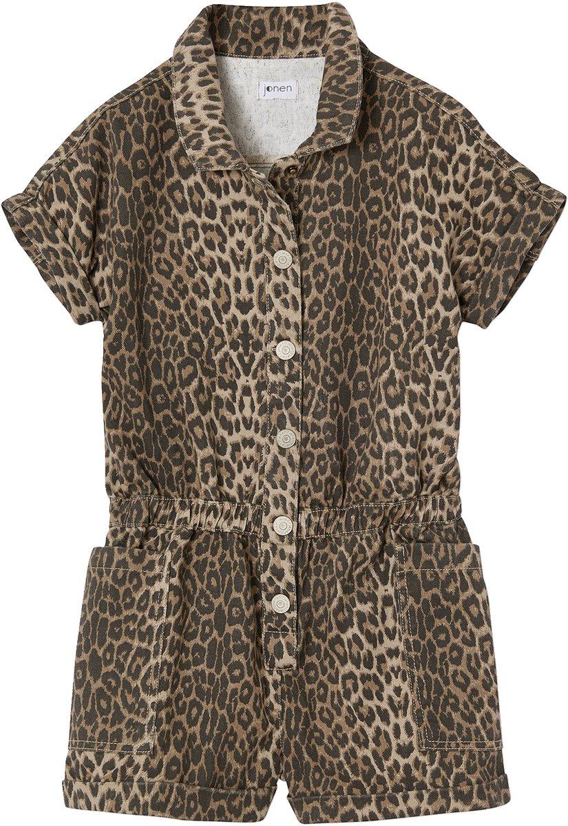 Jonen Denim short met luipaardprint