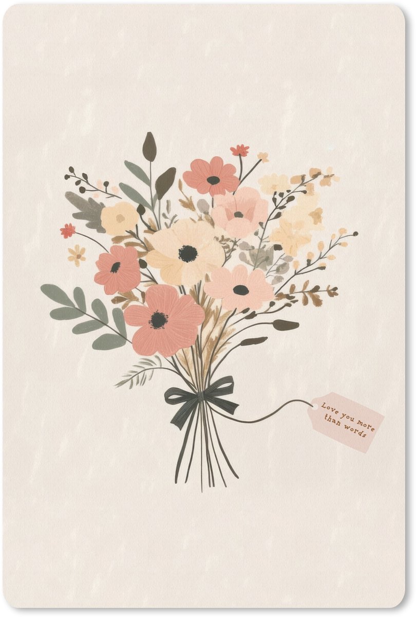 Muismat 18x27 cm - Mousepad Bloemen - Quote - Beige - Lint - Muismatten