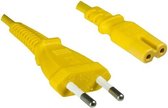 DINIC stroomkabel met rechte C7 plug en rechte stekker - 2x 0,75mm / geel - 1,8 meter