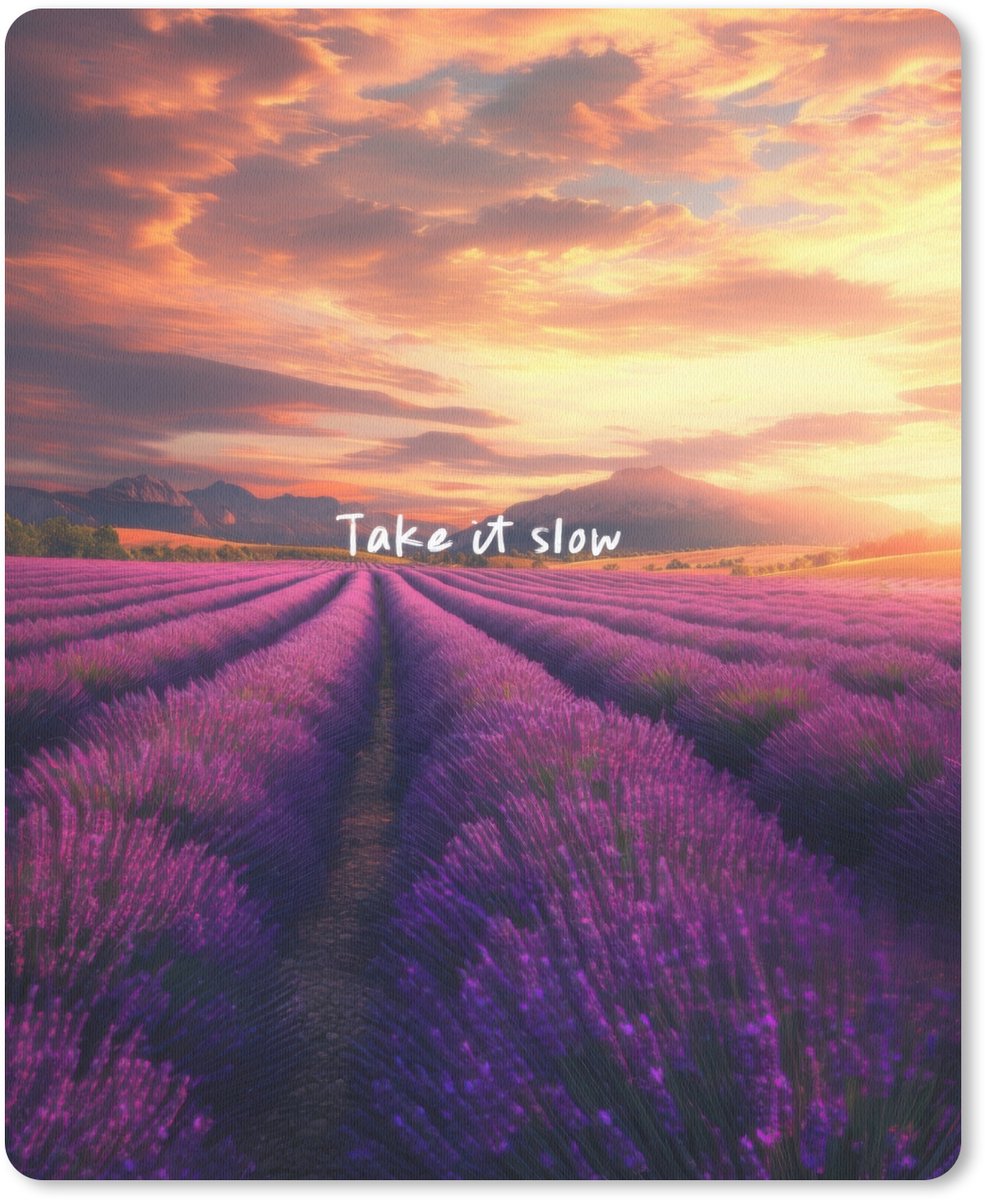 Muismat 19x23 cm - Mousepad Lavendelveld - Quote - Zonsondergang - Muismatten