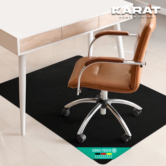 Tapis de protection de sol FLOORDIREKT - 100 x 120 cm - Sous-couche pour chaise de bureau - Zwart - Pour Sols durs - Protège carrelages , Chaises de bureau et Parquet stratifié contre les chutes d'objets - Viking