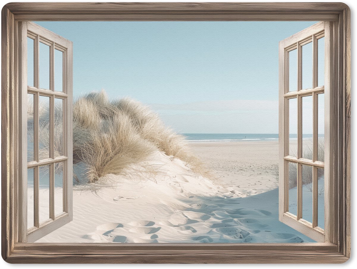 Muismat 23x19 cm - Mousepad Doorkijk - Helmgras - Duinen - Zee - Landschap - Muismatten