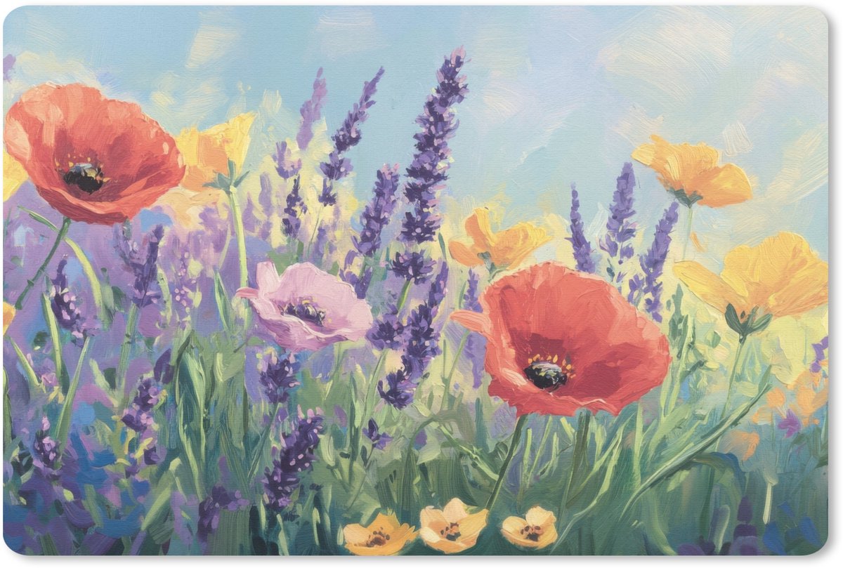 Muismat 27x18 cm - Mousepad Weide - Bloemen - Kleurrijk - Muismatten