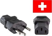 DINIC Stroom adapter C13 (v) - Zwitserse (type J) stekker (m) / zwart