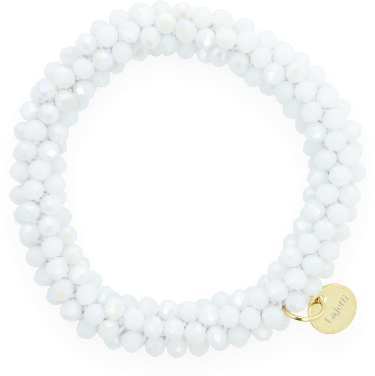 Lajetti Armband Dames Haarelastiek Wit - Glaskralen Beaded Bracelet - Handgemaakt
