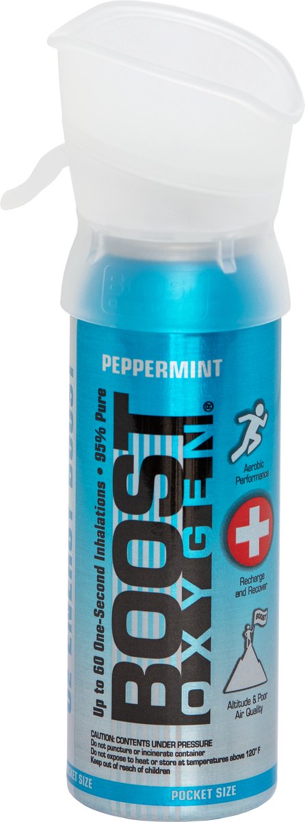 Boost Oxygen - Pocketsize 3L - Peppermint - 95% Pure Zuurstof - Tot wel 60 inhalaties van 1 sec - Ademhalingsondersteuning voor sport herstel, hoogte, prestaties en gezondheid - Zuurstoffles - 1x 3L