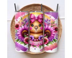Creasowl® - Capybara - Tumbler - Roestvrijstalen Thermosbeker - Geïsoleerde drinkbeker - Koffiebeker - Koffie beker - 600ml - Warme en koude dranken - Anti lek dop - Vaatwasser bestendig - Ijzeren rietje - To go beker - Kinderen - Volwassenen