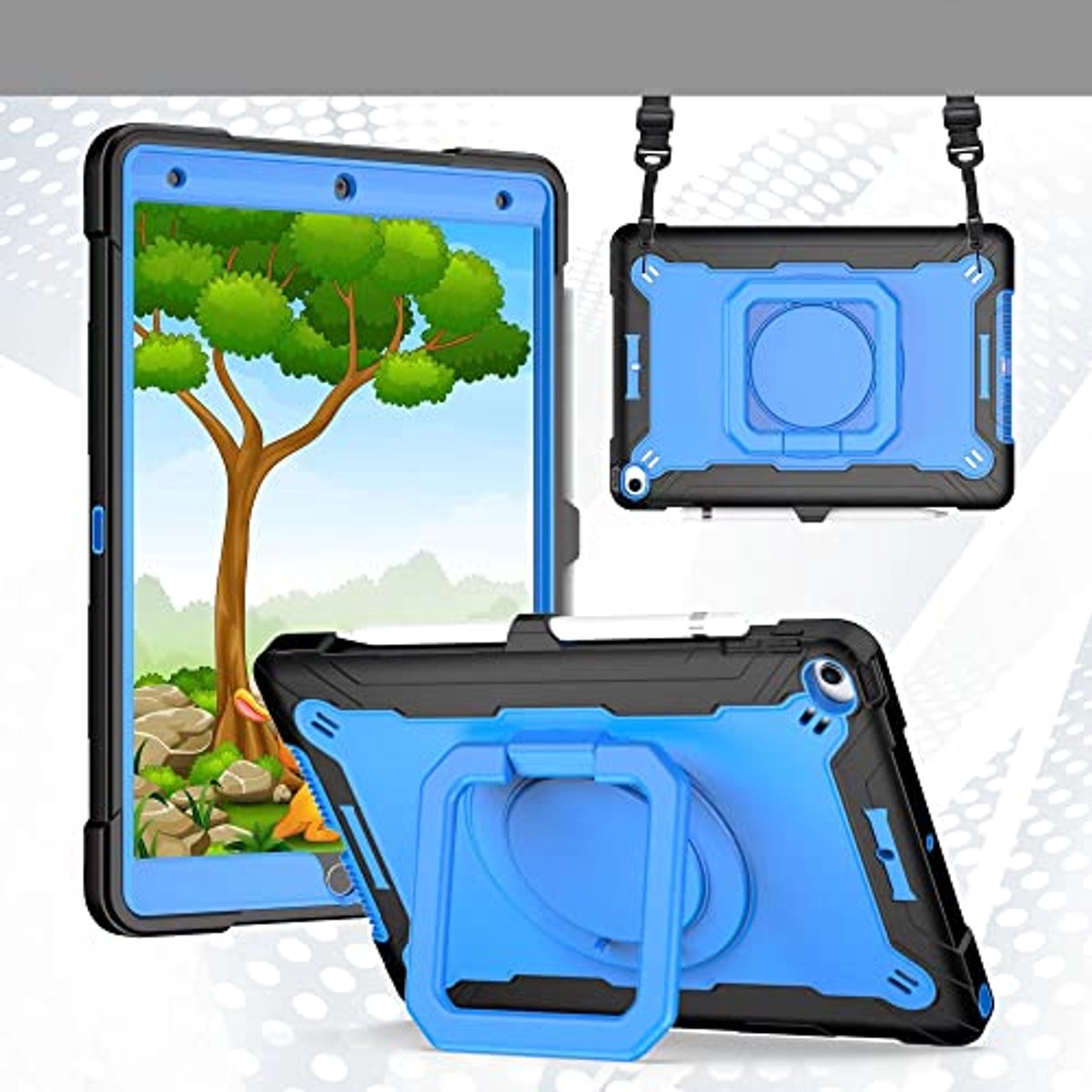 Samsung Galaxy Tab A7 10.4 Tablethoes (2020 – SM-T500/T505/T507) – Schokbestendig – Met 360° Handriem, Kickstand, Schouderriem & Penhouder