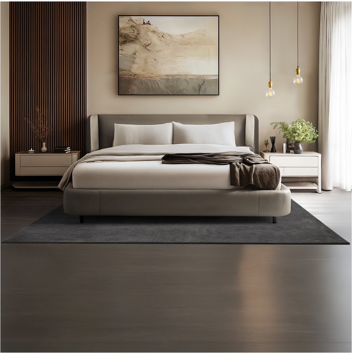 tectake® Kortpolig Vloerkleed - 160 x 230 cm - Antraciet - 1630 g/m² Poolgewicht - Tapijt voor Woonkamer, Slaapkamer, Eetkamer - Onderhoudsvriendelijk en Wasbaar - Antislip Ondertapijt - Allergievriendelijk - Diverse maten en kleuren