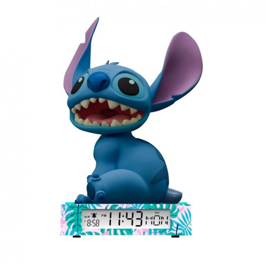 Disney Lilo & Stitch 3d-lampwekker + Datum - Nachtlamp & Wekker - Blauw