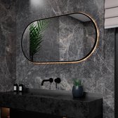 Ovale badkamerspiegel met directe en indirecte verlichting, verwarming, instelbare lichtkleur en Ovale badkamerspiegel met directe en indirecte verlichting, verwarming, instelbare lichtkleur en