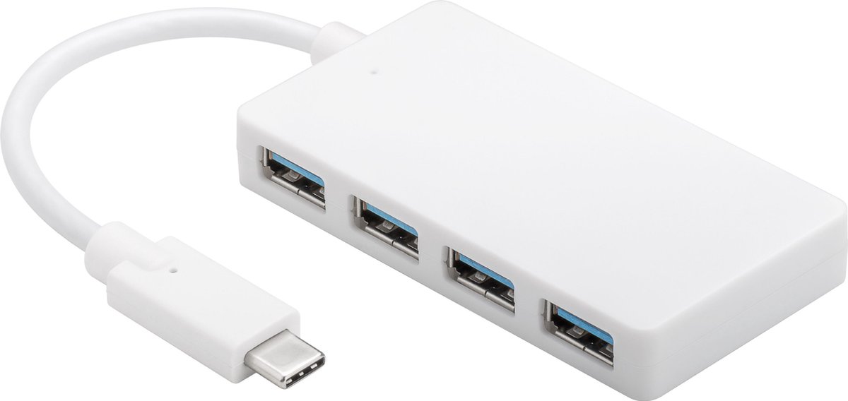 Goobay USB-C hub met 4 poorten - busgevoed - USB3.0 / wit - 0,15 meter