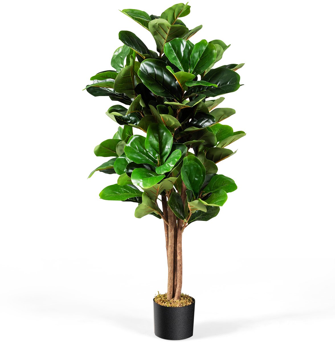 Costway Kunstvijgenboom, 120 cm, kunstplant, decoratie met bloempot, kunstboom, decoratieve plant, kamerplant voor thuis en op kantoor, groen