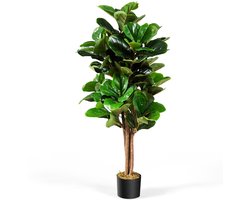 COSTWAY Kunstvijgenboom, 120 cm, kunstplant, decoratie met bloempot, kunstboom, decoratieve plant, kamerplant voor thuis en op kantoor, groen