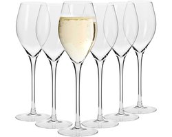 KROSNO | Grote Prosecco Mousserende Wijnglazen Fluiten | Loodvrij kristalglas | Set van 6 - 280 ml | Harmony Collectie | Perfect voor Thuis, Restaurants en Feesten | Vaatwasser Bestendig