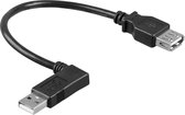 USB naar USB adapter / haaks naar rechts - USB2.0 - tot 2A / zwart - 0,30 meter