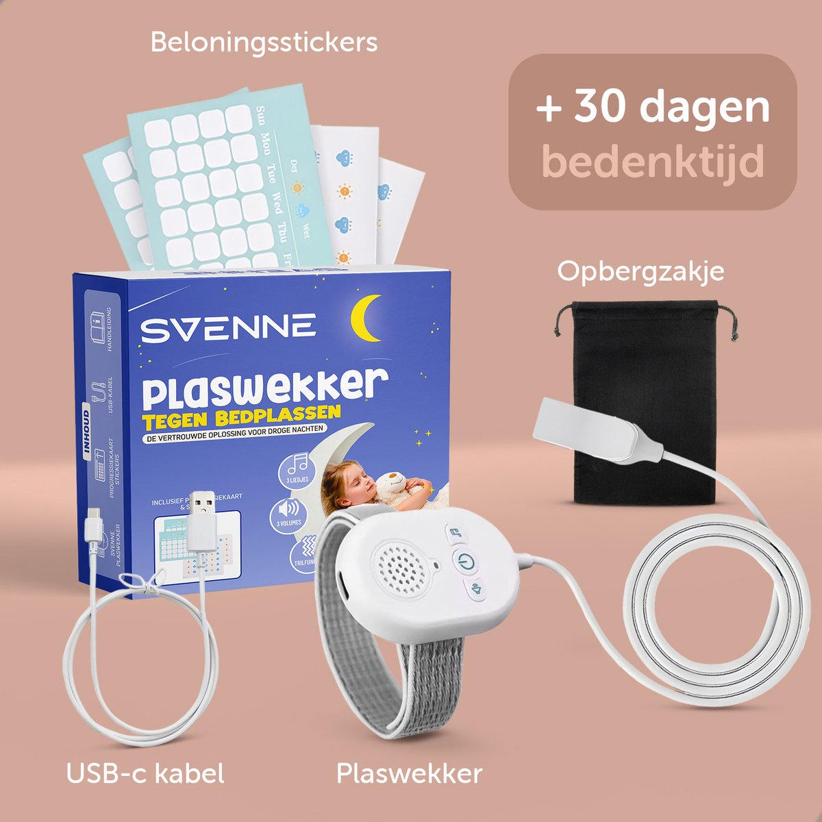 Plaswekker, plaswekker, plaswekker met vochtsensor en geluiden en