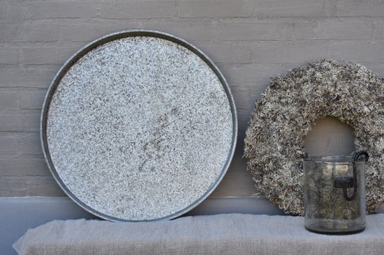 Metalen schaal Dienblad rond 42 cm - Dienblad 42cm - Kaarsenplateau - Dienblad metaal - Serveerplateau - Decoratieve schaal - industrieël - landelijk - sober - robuust.