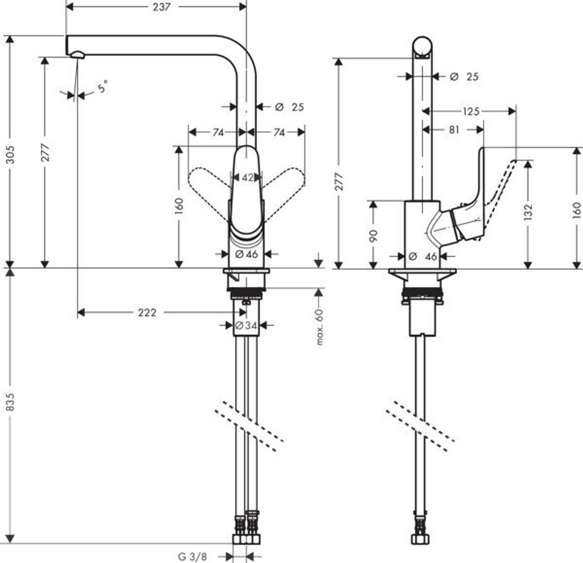 Hansgrohe Focus M41 - Focus keukenkraan, EcoSmart, chroom 31827000