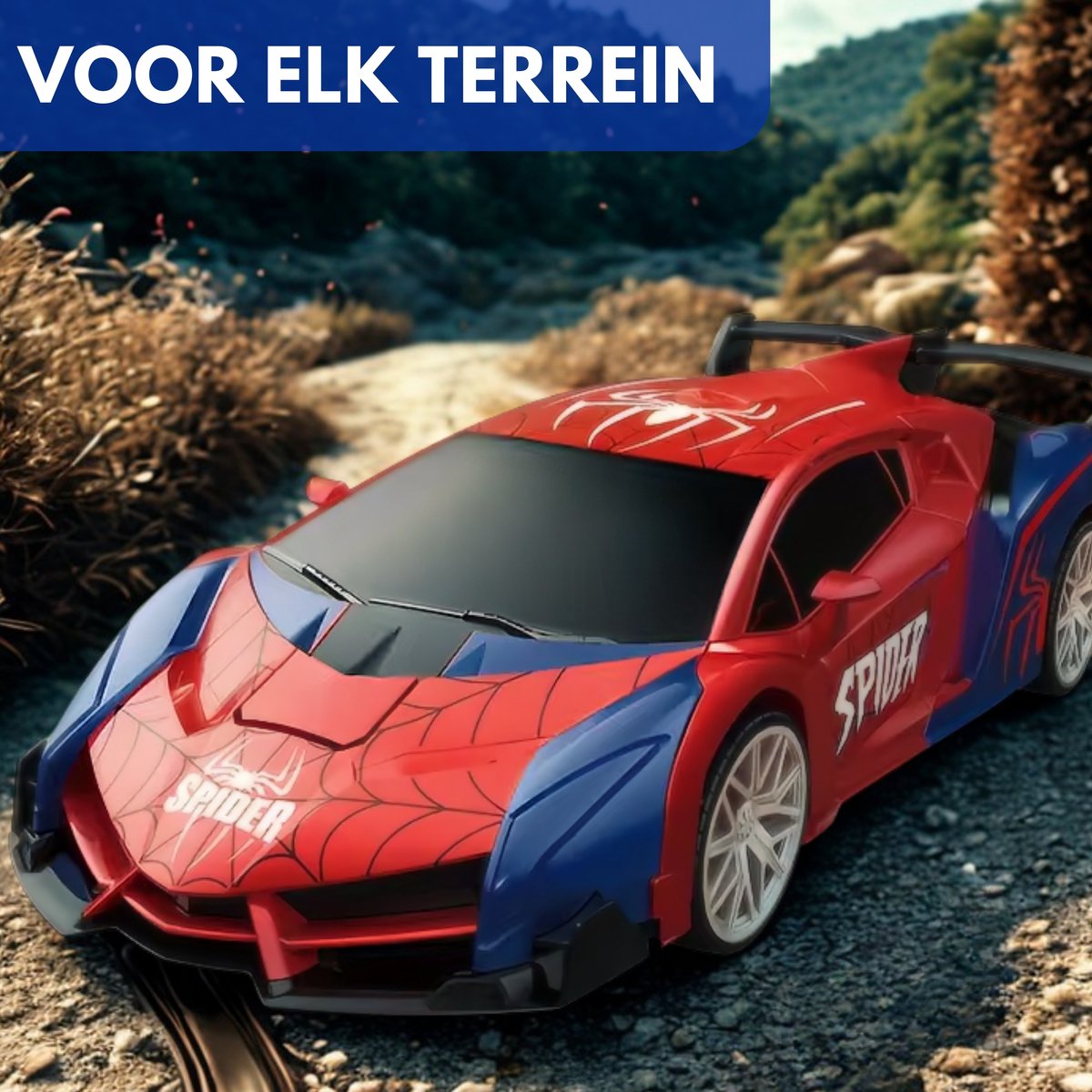 Boncy® Bestuurbare RC Auto - Transformerend Robot Speelgoed Binnen & Buiten - Afstandbestuurbaar Race Drift Car - Jongens Meisje - Afstandsbestuurbaar Raceauto Accu Spiderman Alternatief Stuntauto - Bestuurbaar Elektrisch Autos Afstandsbediening — afbeelding 6