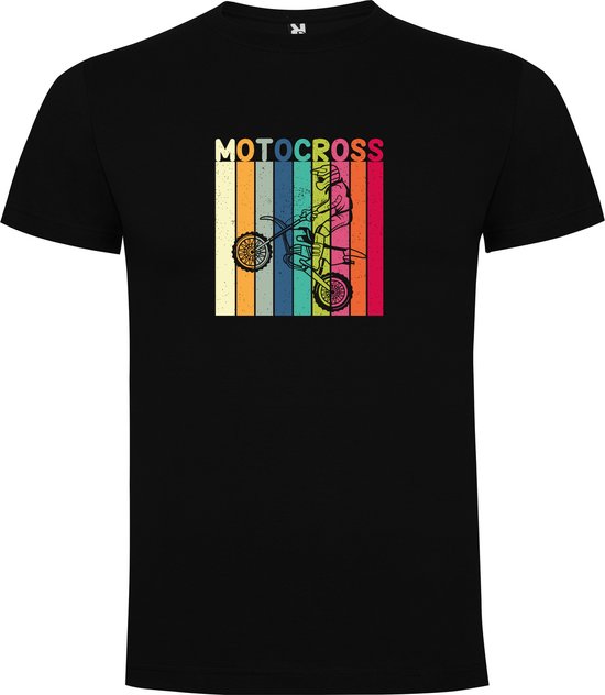T-shirt Zwart avec imprimé coloré « Motocross – Sport – Moteurs » Imprimé en couleur Taille S