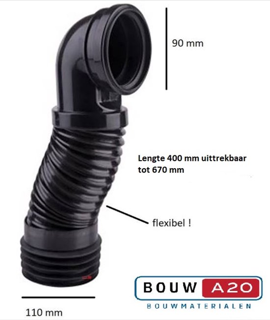 Aloni Wand Aansluitbocht 90° Flexibel Aansluiting Conisch Ø90-110 L:66cm