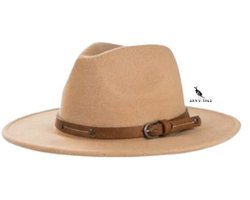 San Vitale® - Fedora Hoed Camel/Cognac - Stijlvol - Verstelbare pasvorm - 55-58cm - Polyester - Camel/Cognac