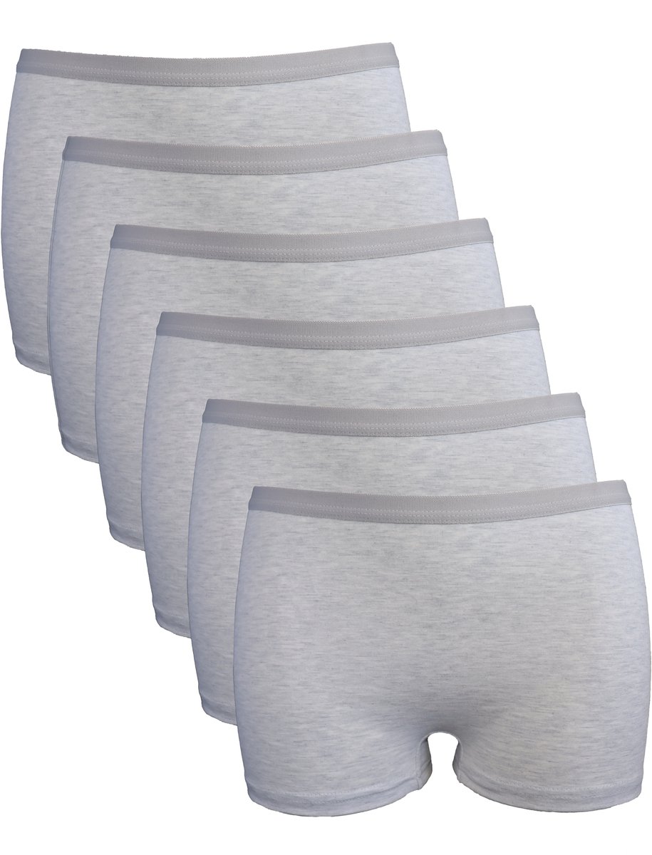 Amora - Dames boxershort, Ondergoed dames, Lingerie - 6 stuks - Egyptisch katoen - Grijs - XL