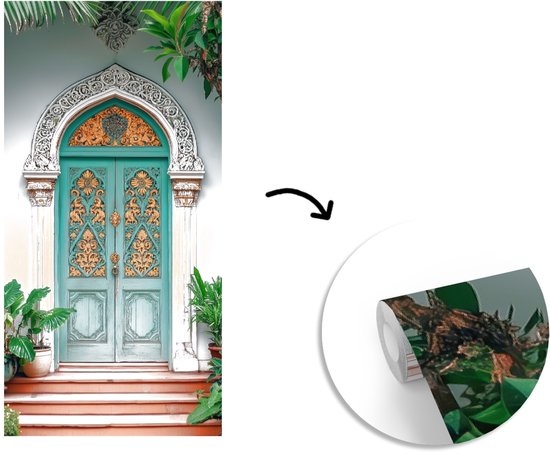 Behang - Fotobehang Deur - Patronen - Planten - Breedte 120 cm x hoogte 240 cm