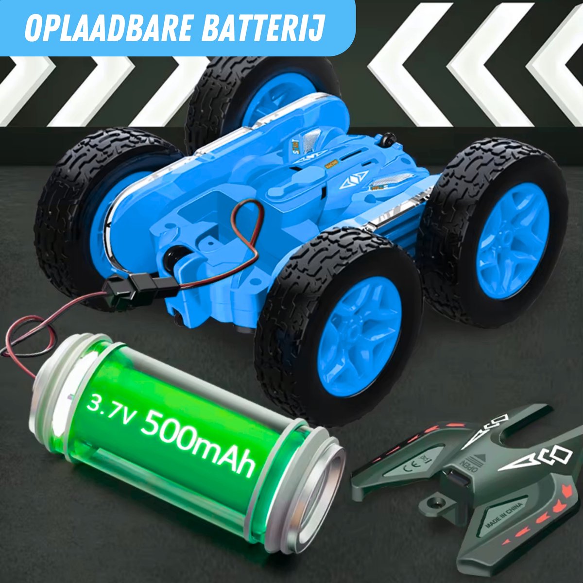 Boncy® Bestuurbare RC Auto Offroad - 360 Stunt Blauw - Jongens Meisje Volwassenen - Speelgoed Binnen & Buiten - Afstandbestuurbaar Race Drift Car - Afstandsbestuurbaar Raceauto Accu - Stuntauto - Bestuurbaar Snel Elektrisch Autos Afstandsbediening — afbeelding 6