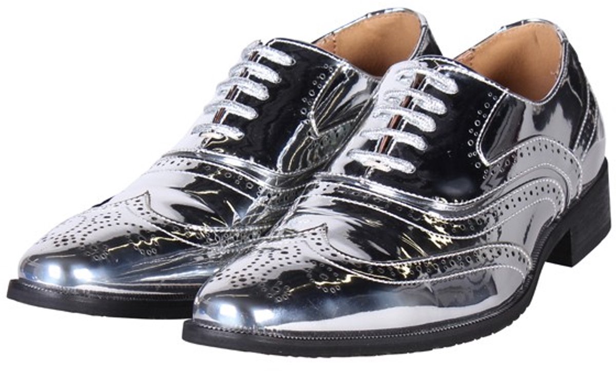 Herenschoenen - "Metallic" Zilver - Maat 46
