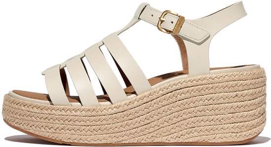 Espadrilles à plateforme FitFlop . Sandales compensées style pêcheur en cuir beige - Taille 42