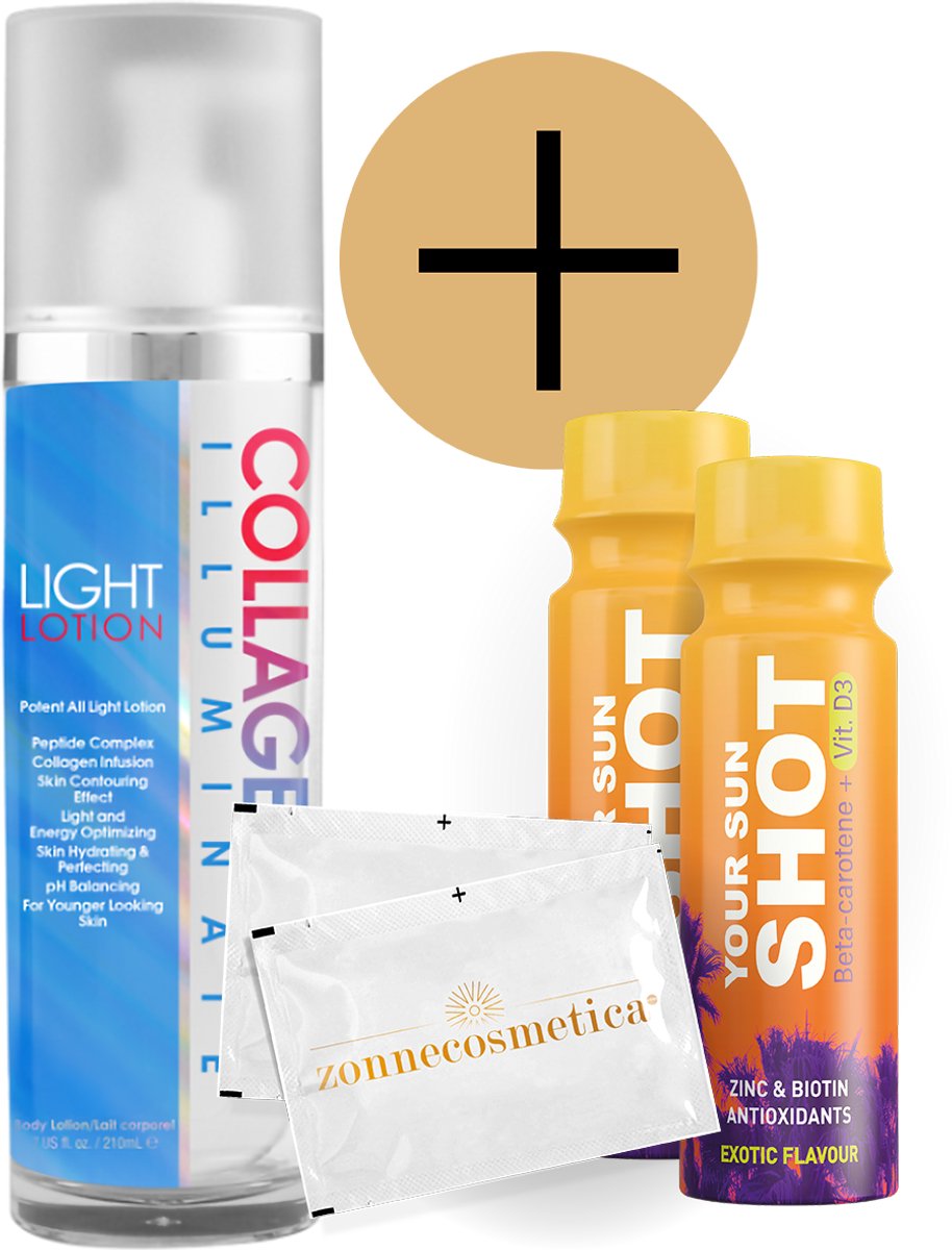 Devoted Creations - Illuminate Light Lotion + 2 Your Sun Shots + 2 Verfrissingsdoekjes