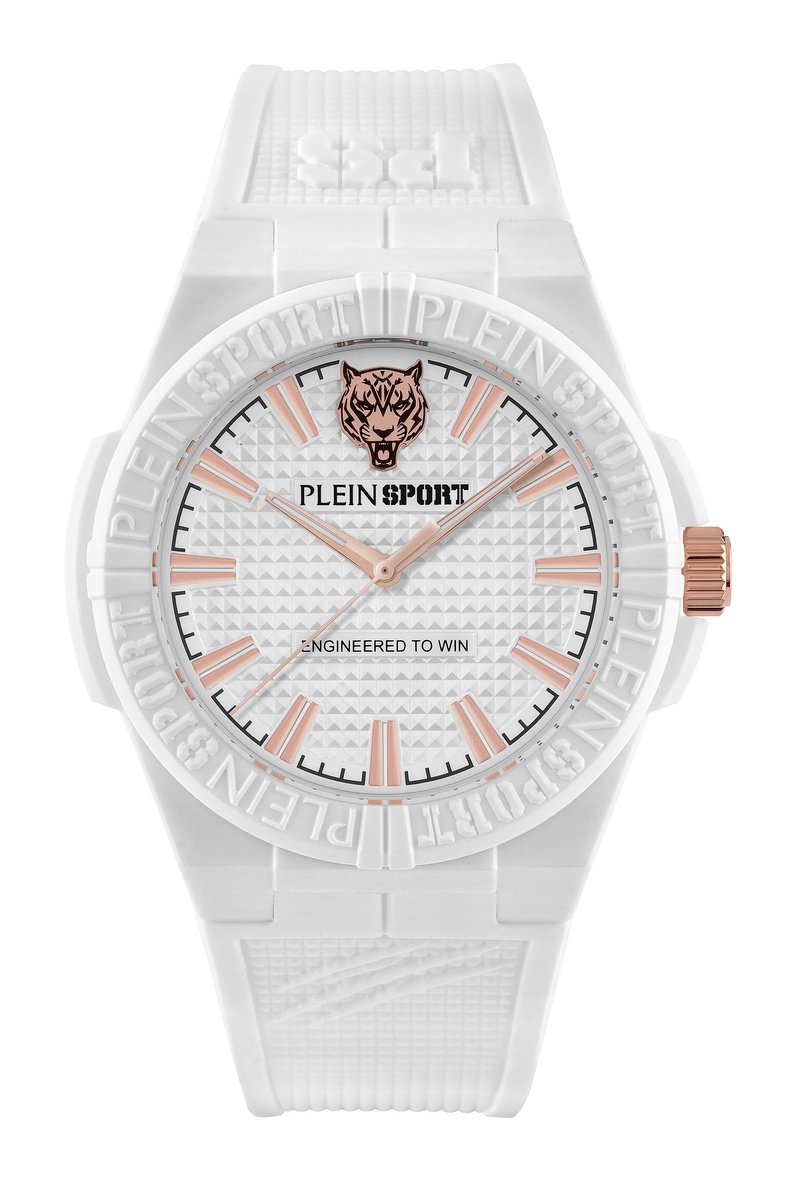 Plein Sport Laserstrike Quartz Analoog Horloge Wit Case: 100% Stainless Steel | Armband: 100% Silicone 42 PSFGA0125, PSFGA0225
