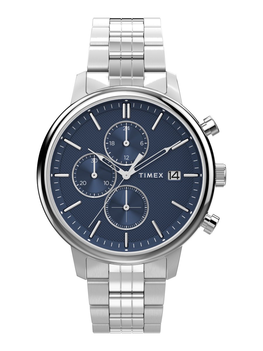 Timex Timex Chicago Chronograph Kwarts Analoog Horloge Zilveren Toon Case: 100% Low Lead Brass | Armband: 100% Stainless Steel 45 mm TW2W67900AJ