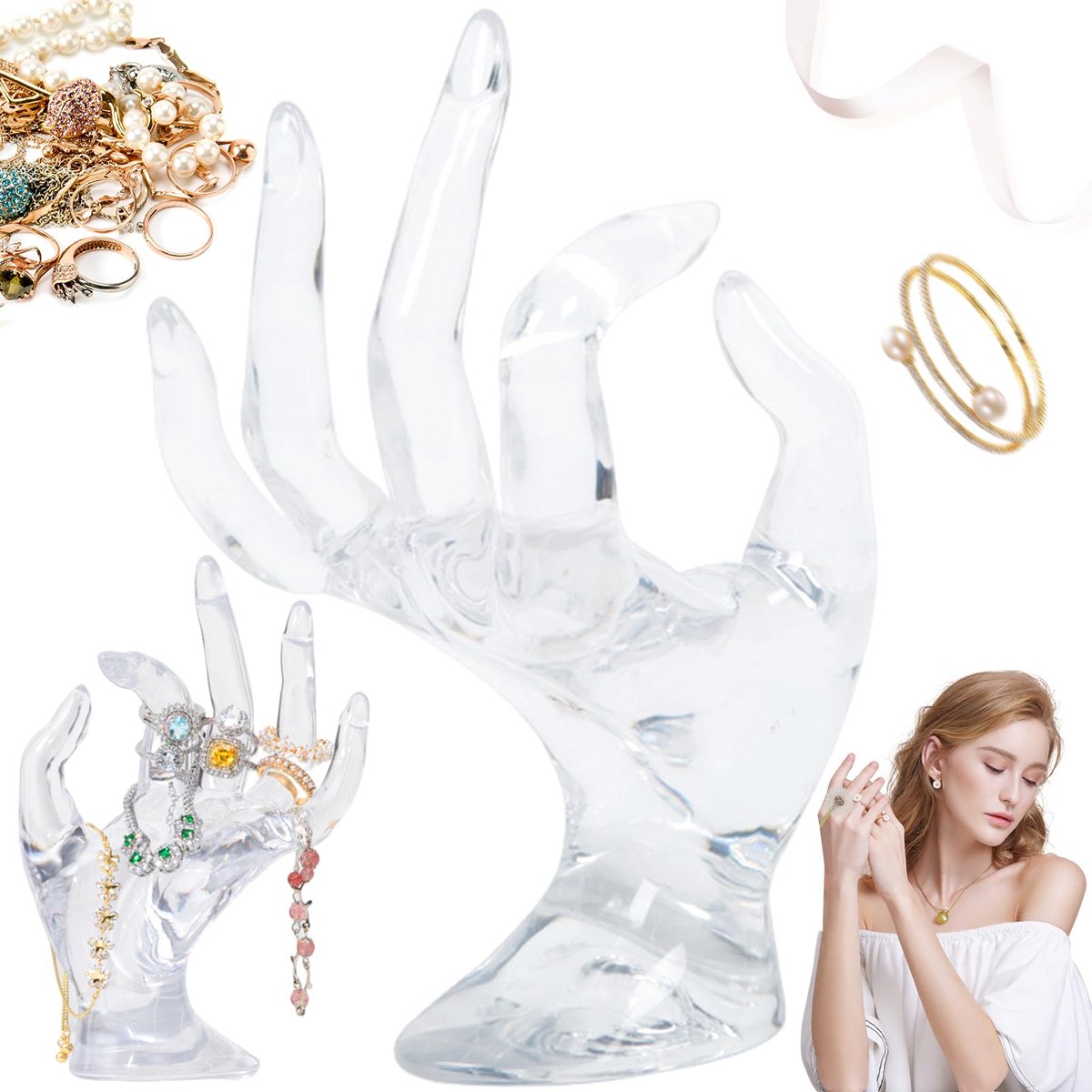Ibenzoa® Sieraden Display Handvorm Standaard voor Ringen, Kettingen en Armbanden in Elegant Ontwerp