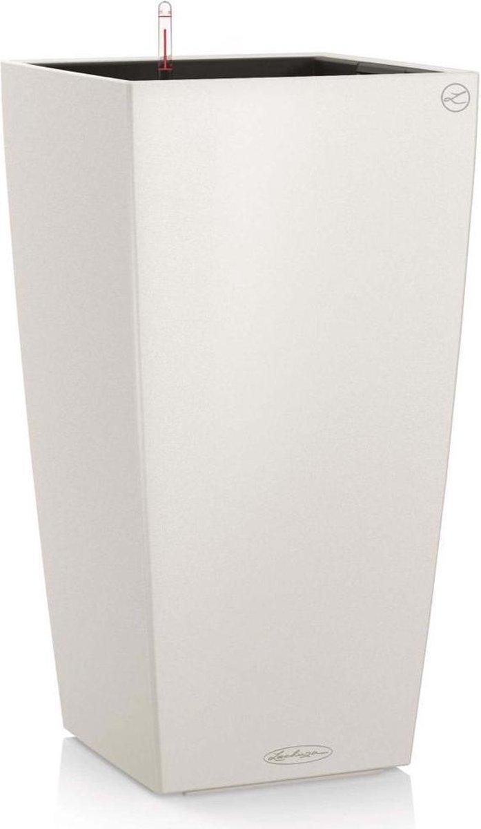 LECHUZA CUBICO Color 30 - Plantenbak - met uitneembare binnenbak - met bewateringssysteem - ALL-IN-ONE set met LECHUZA-PON - wit