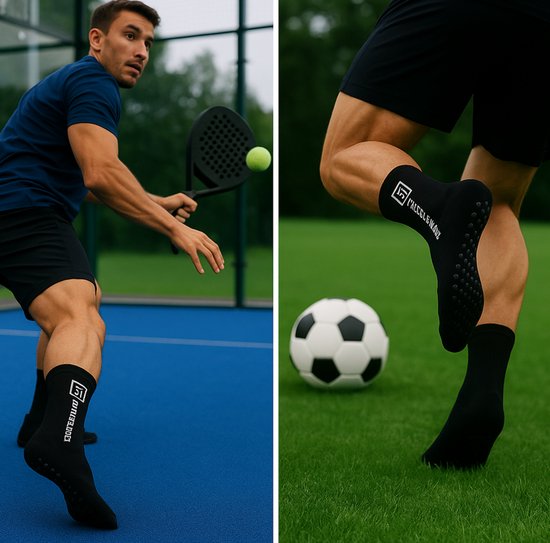 Gogogoal Antislip Grip Voetbalsokken voor Heren Dames Voetbalsokken Jeugd Antiblaar Ademend Antislip Sport Crew Trainer Sokken voor Voetbal Rugby Yoga Pilates 43-50 Zwart L 4 Paar