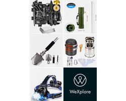 Compleet overlevingspakket – WeXplore – Noodpakket met waterfilter, pannenset, schep en lamp