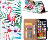 iPhone Xs Max Tropische Flamingo Design Boek hoesje met pasjesruimte