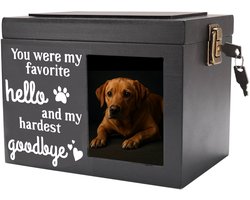 MAGICSHE Urn Hond Overleden, Mini-Urnen Van Hout, Katten Urn Voor Dieren - Met Fotolijst - Zwart - 18 X 12,5 X 13 X Cm - Herdenkingsdoos Overlijden Zwart